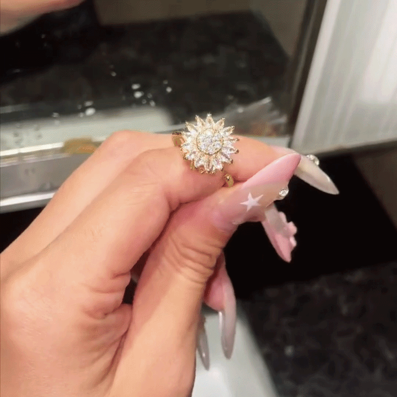 Women's Adjustable Sunflower Rotary Ring