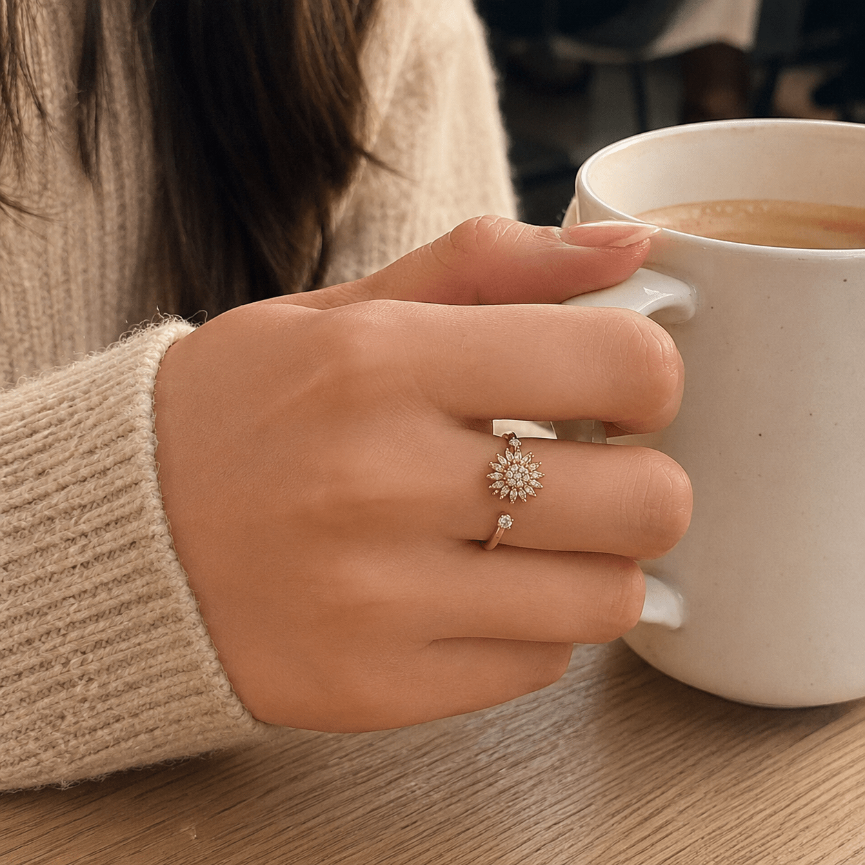 Women's Adjustable Sunflower Rotary Ring - BioRytm